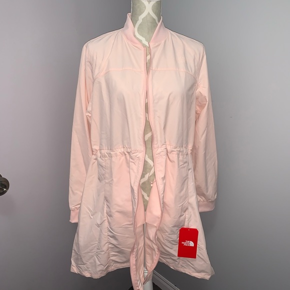North Face Size Medium Pink Long Bomber Jacket - Picture 4 of 7